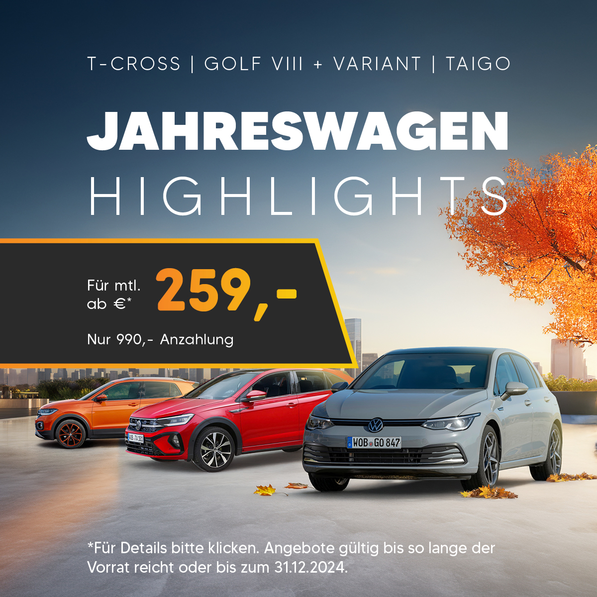 Autohaus Wicke in Bochum T-Cross Taigo Golf Sonderleasing SALE Herbst 2024